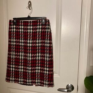 Chic Red and Black Plaid A-Line Skirt